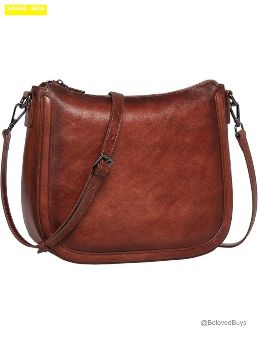 Real Leather Crossbody Bag with 2 Straps Vintage Hobo Satchel Handbag
